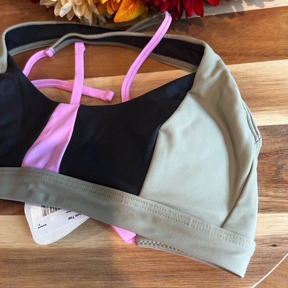 prAna Womens Tulum Swim Top SMALL in Black Color Block - Picture 3 of 7